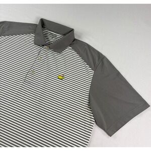 Masters Tech Shirt Mens XL Gray Striped Golf Polo Stretch Performance Wicking